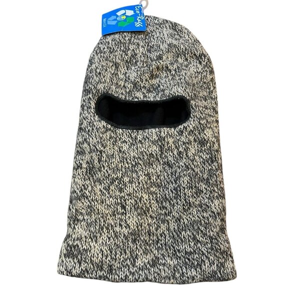 Warm Knit Gray Face Ski Mask Hat Eye Cutouts Wool Polyester Fleece Lined NWT - Picture 1 of 3